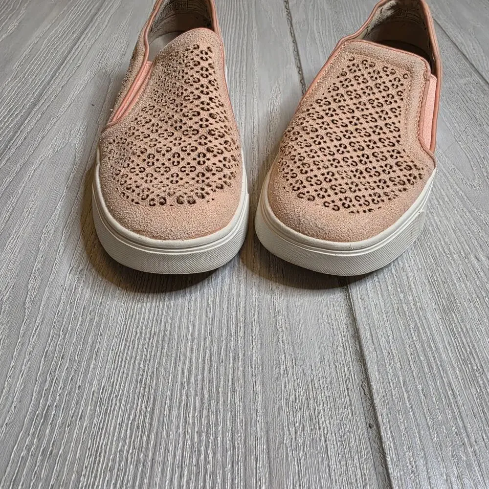 Vionic Kimmie Rose Pink Perforated Leather Slip-on Sneakers Women's Size 6
